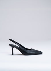 PRISCILLA - BLACK SLINGBACK IN CALFSKIN LEATHER