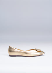 PALMA - GOLD FLATS IN LAMINATED CALFSKIN