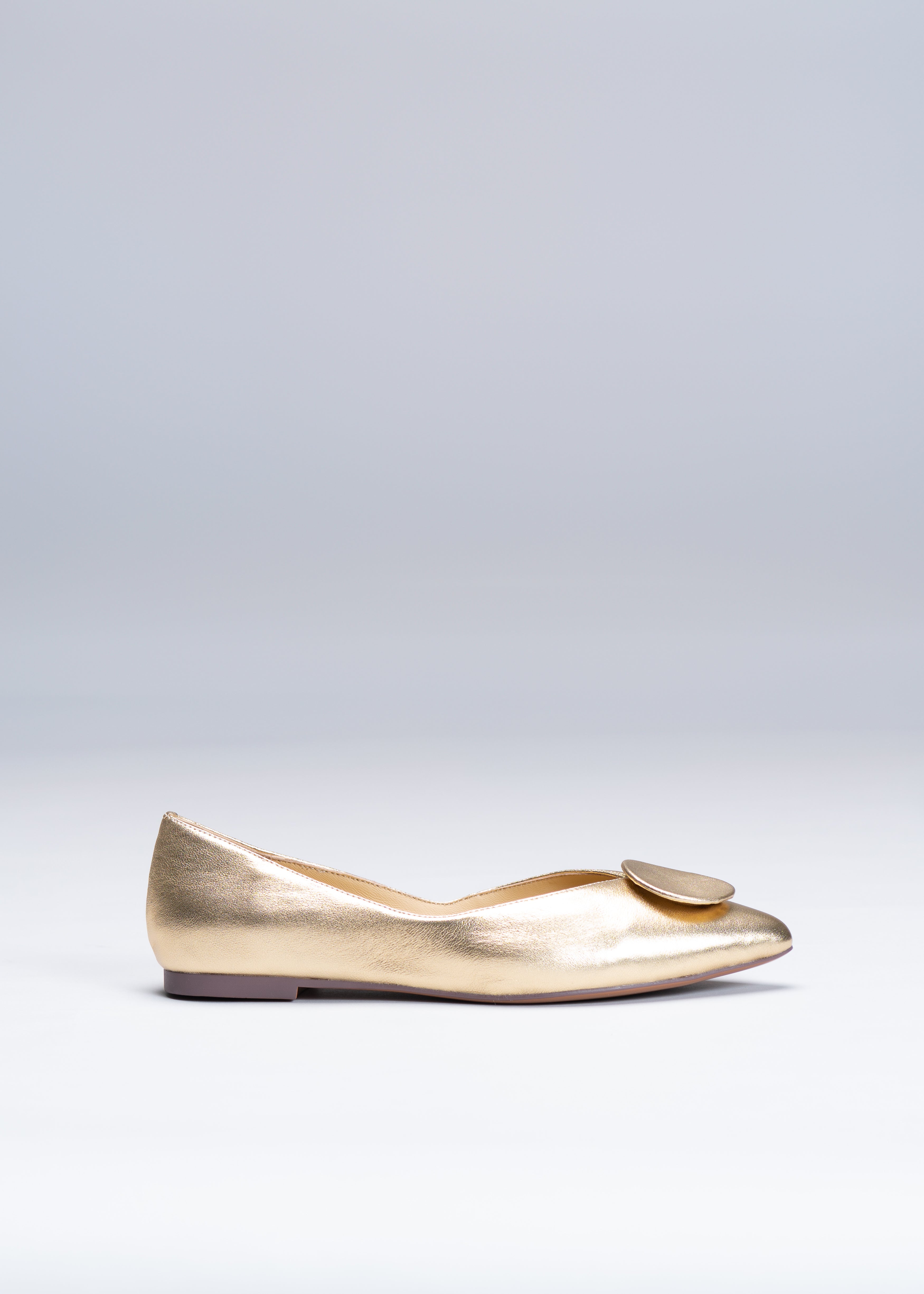 PALMA - GOLD FLATS IN LAMINATED CALFSKIN