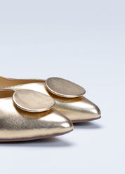 PALMA - GOLD FLATS IN LAMINATED CALFSKIN