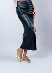 PALMA - GOLD FLATS IN LAMINATED CALFSKIN
