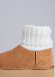 PENNY - CAMEL SUEDE AND KNIT ANKLE BOOT