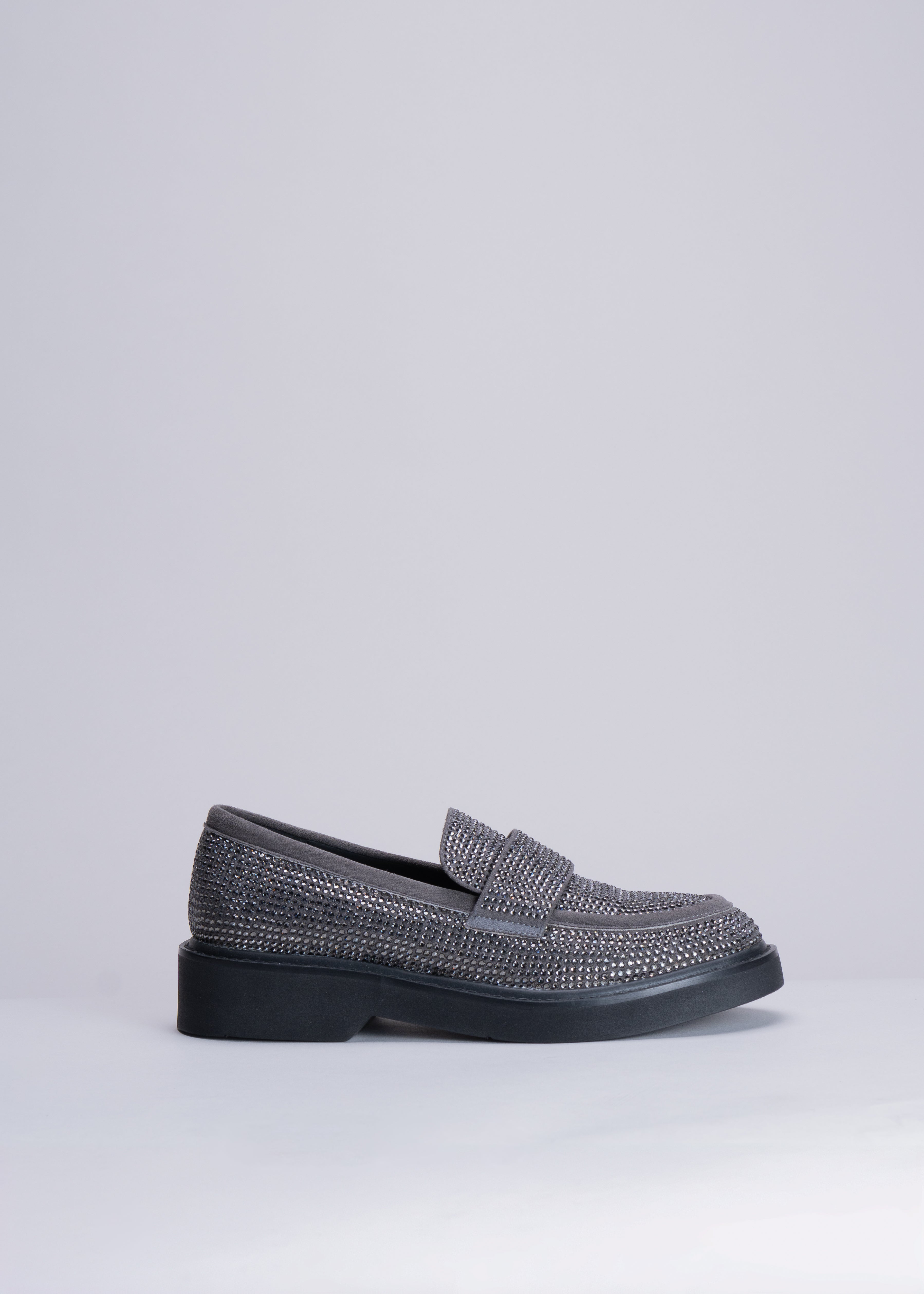 MILOS - GRAPHITE LOAFER WITH CRYSTALS