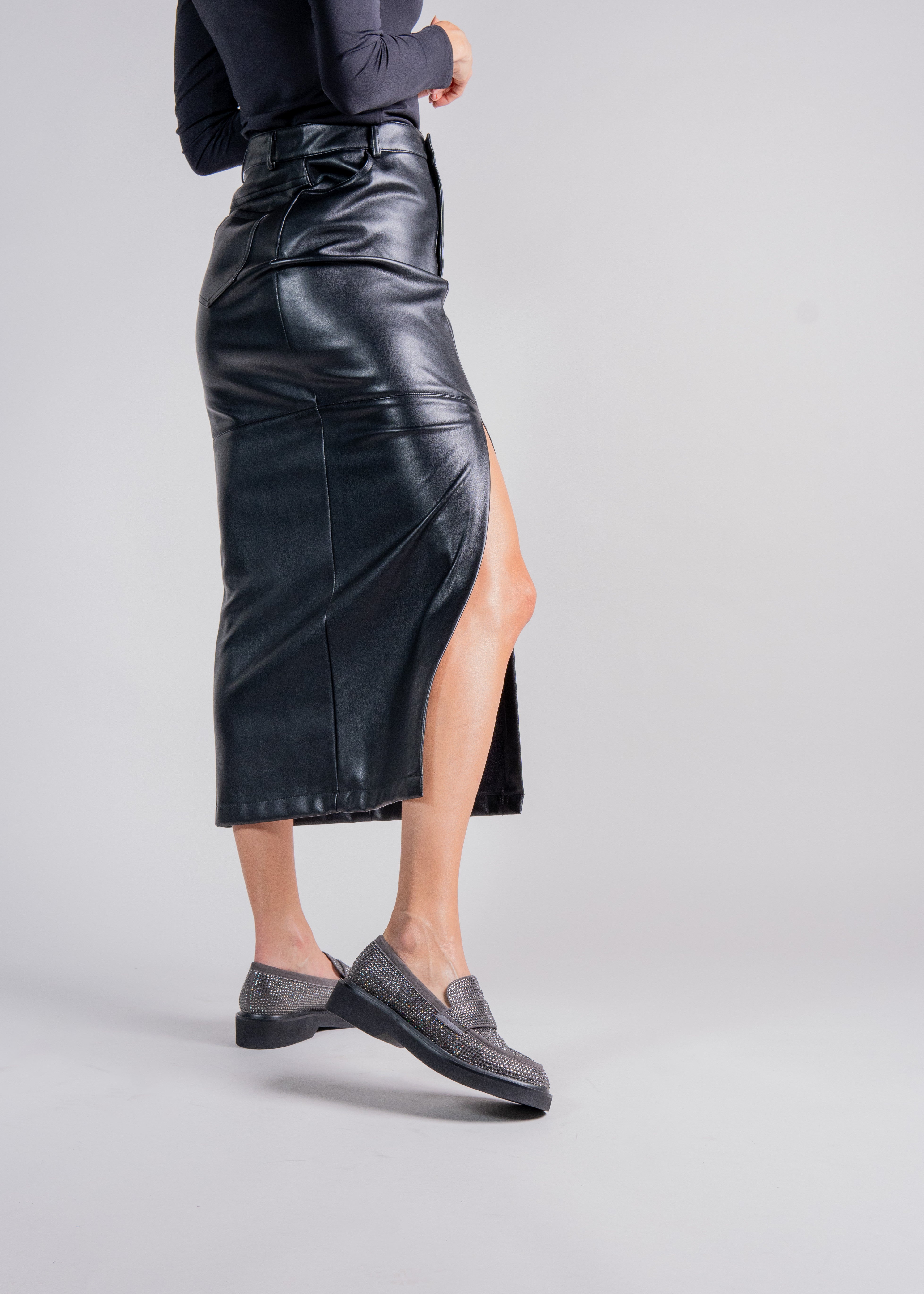 MILOS - GRAPHITE LOAFER WITH CRYSTALS