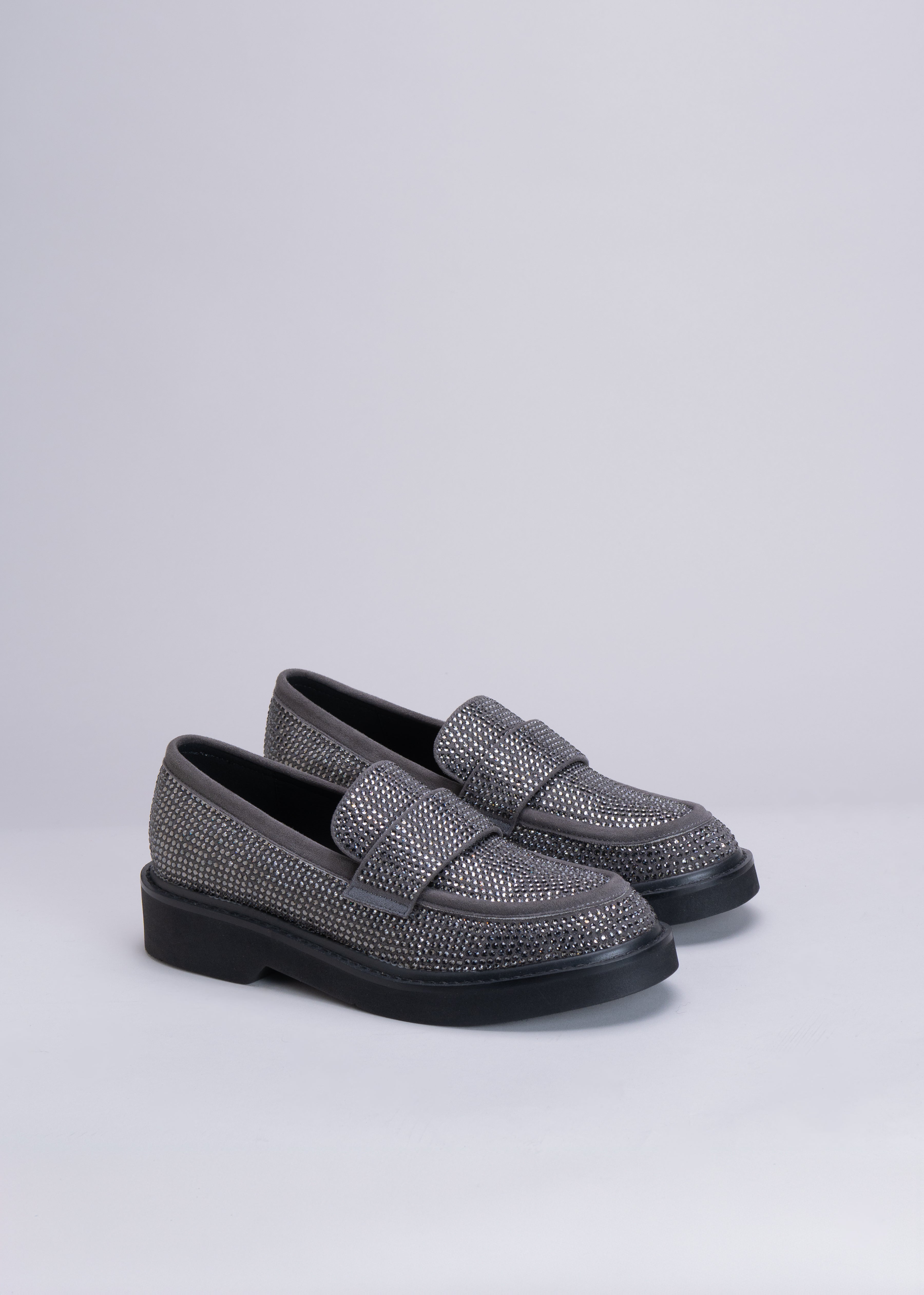 MILOS - GRAPHITE LOAFER WITH CRYSTALS