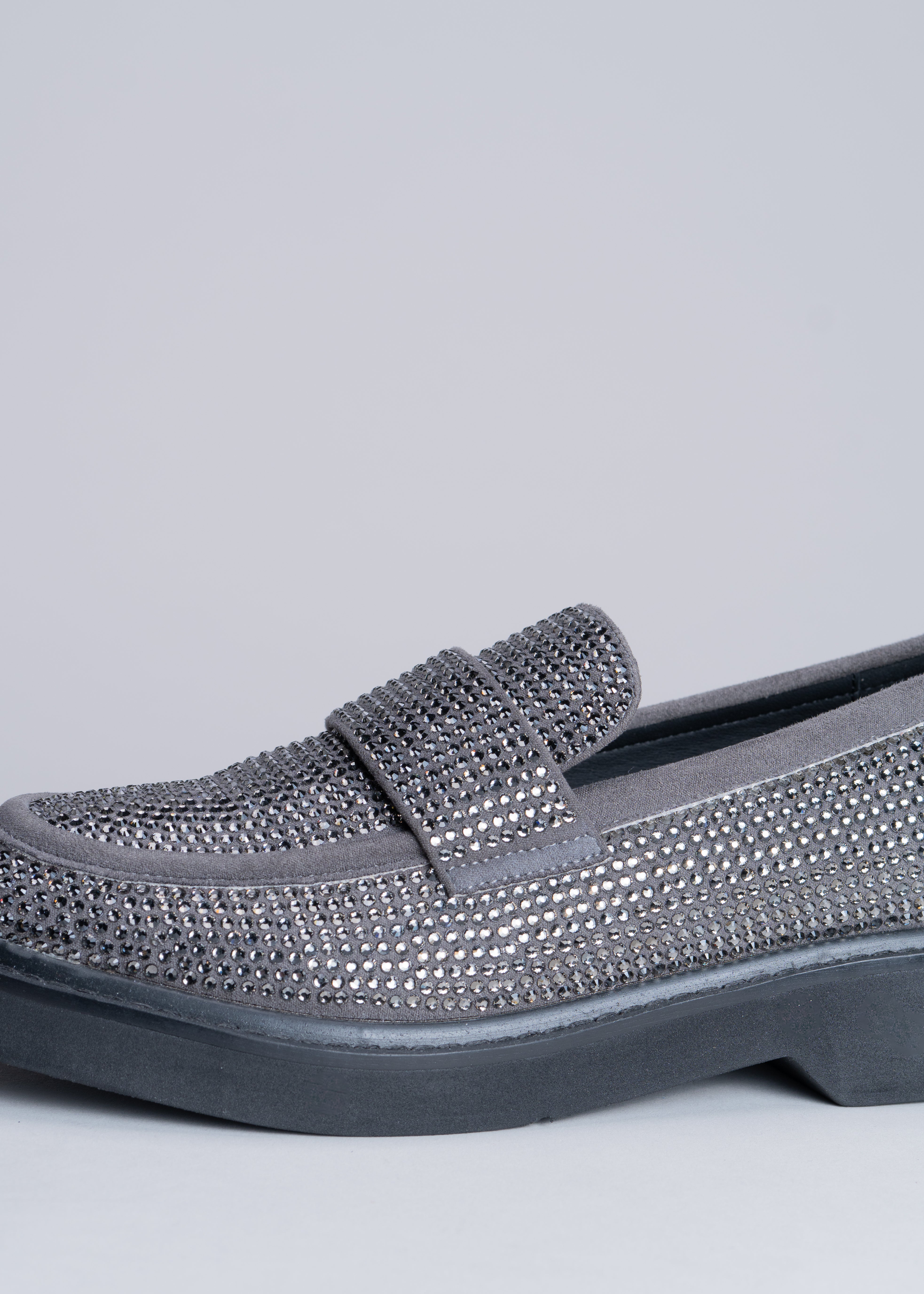 MILOS - GRAPHITE LOAFER WITH CRYSTALS
