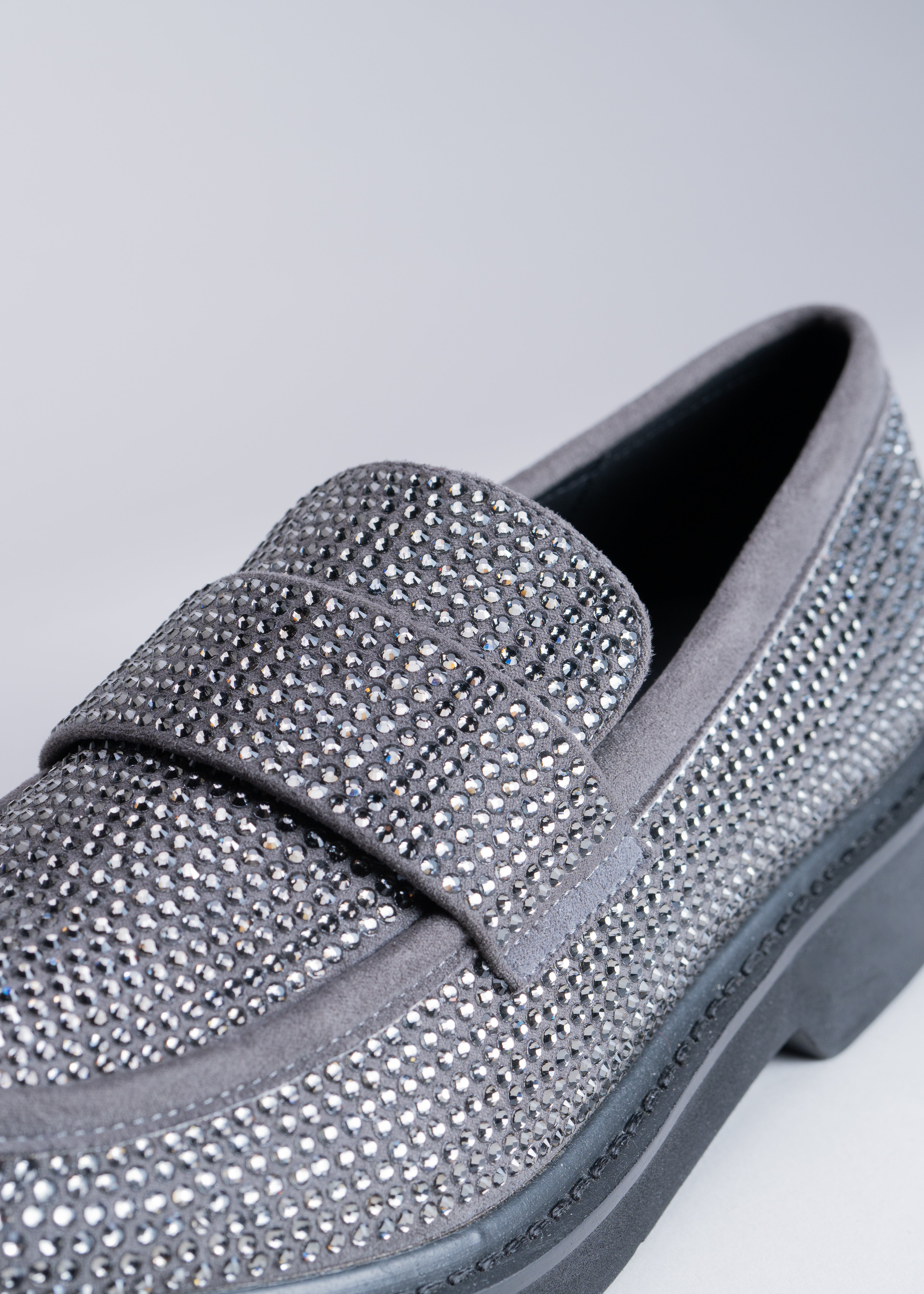 MILOS - GRAPHITE LOAFER WITH CRYSTALS