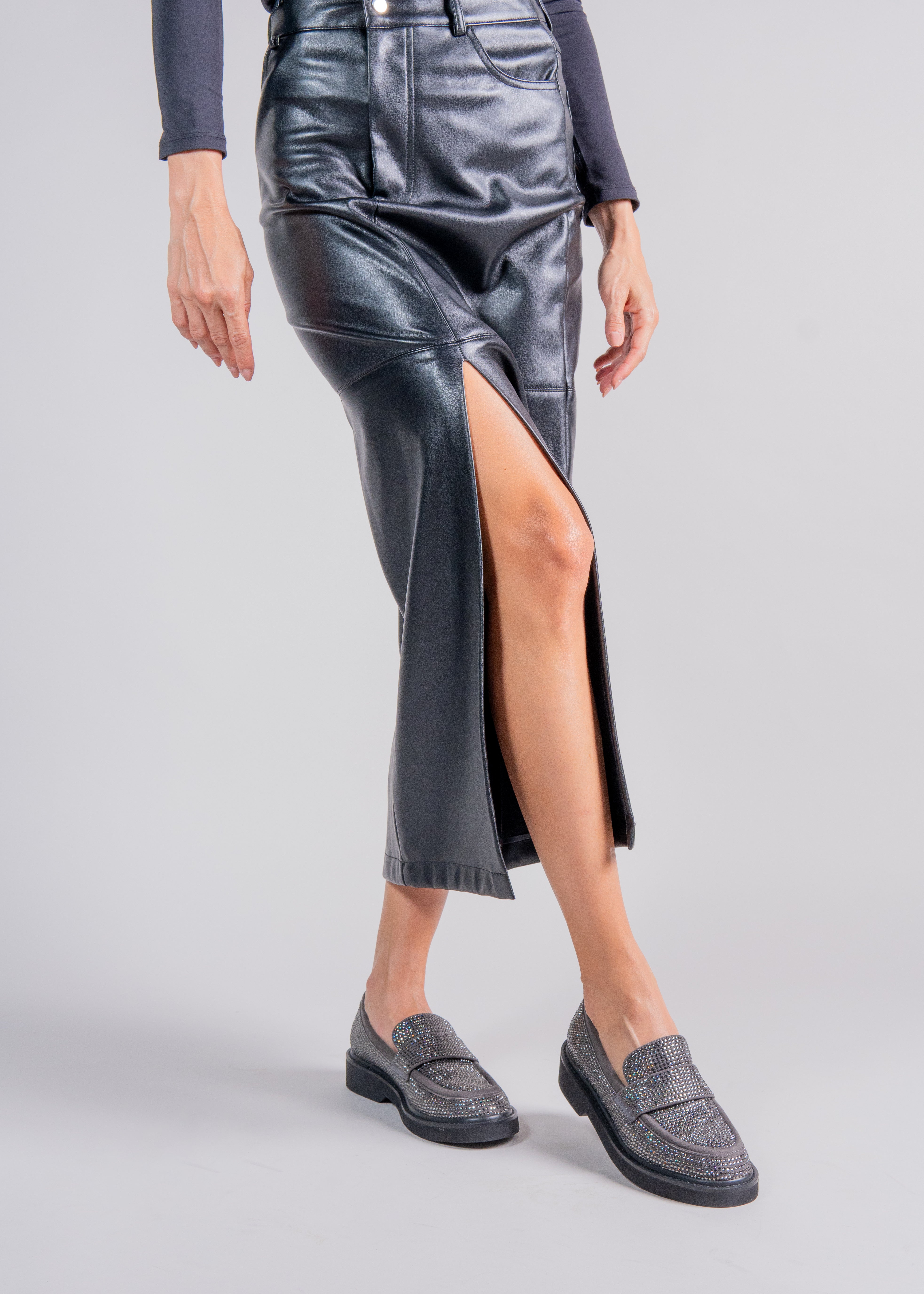 MILOS - GRAPHITE LOAFER WITH CRYSTALS
