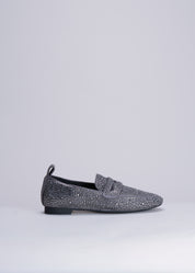 NEW CHRISTEL - GRAPHITE LOAFER WITH CRYSTALS