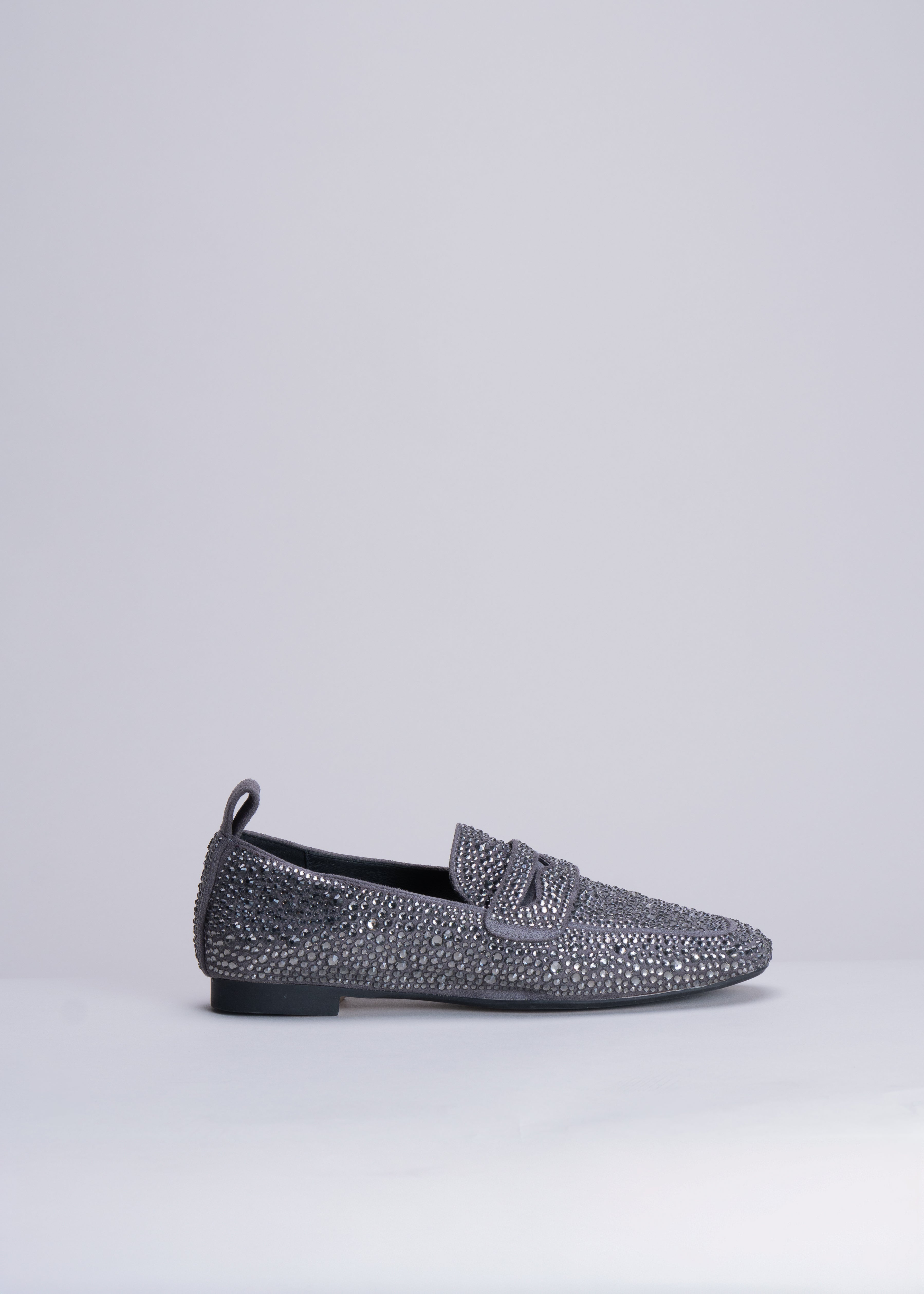NEW CHRISTEL - GRAPHITE LOAFER WITH CRYSTALS