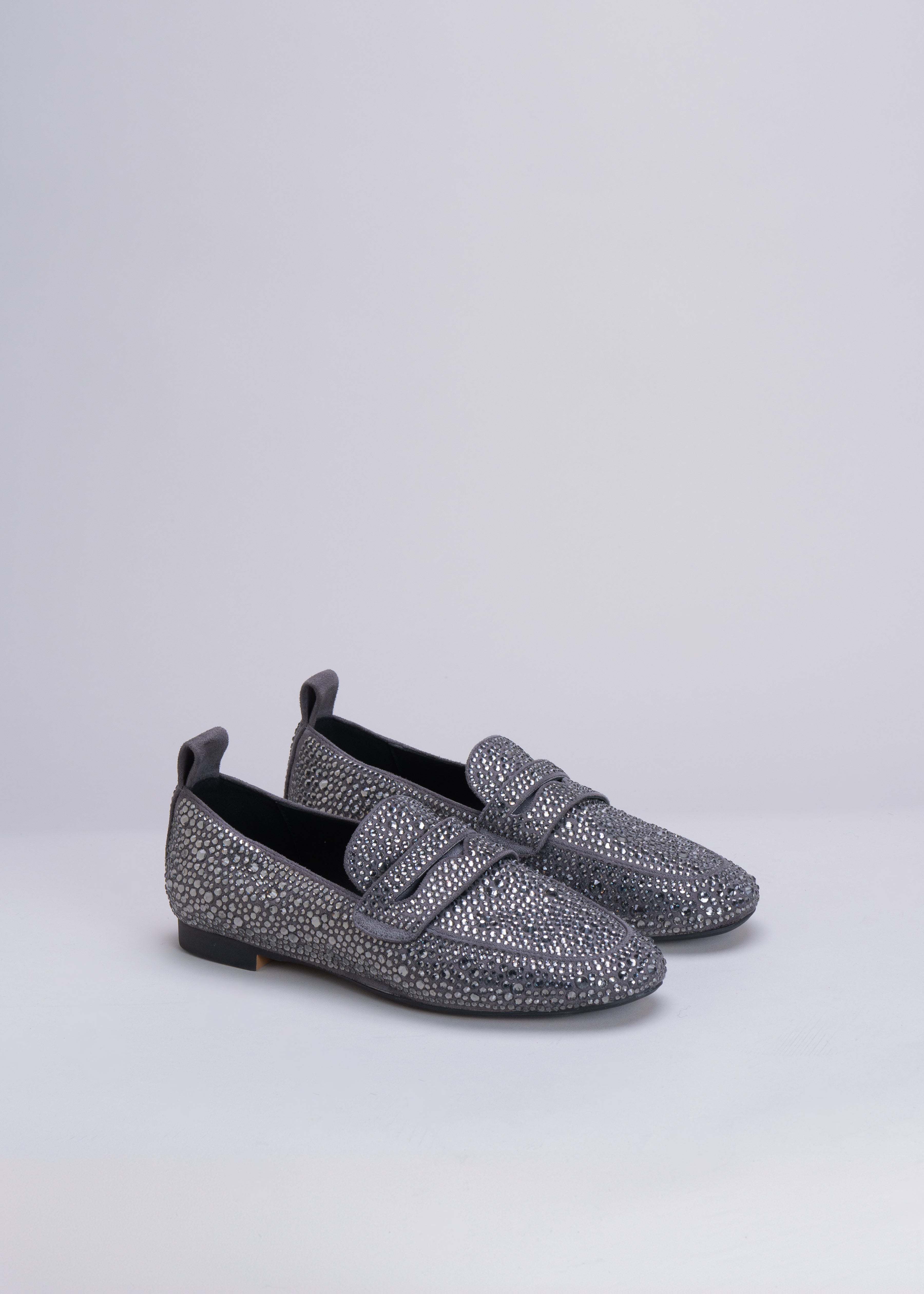 NEW CHRISTEL - GRAPHITE LOAFER WITH CRYSTALS