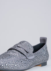 NEW CHRISTEL - GRAPHITE LOAFER WITH CRYSTALS