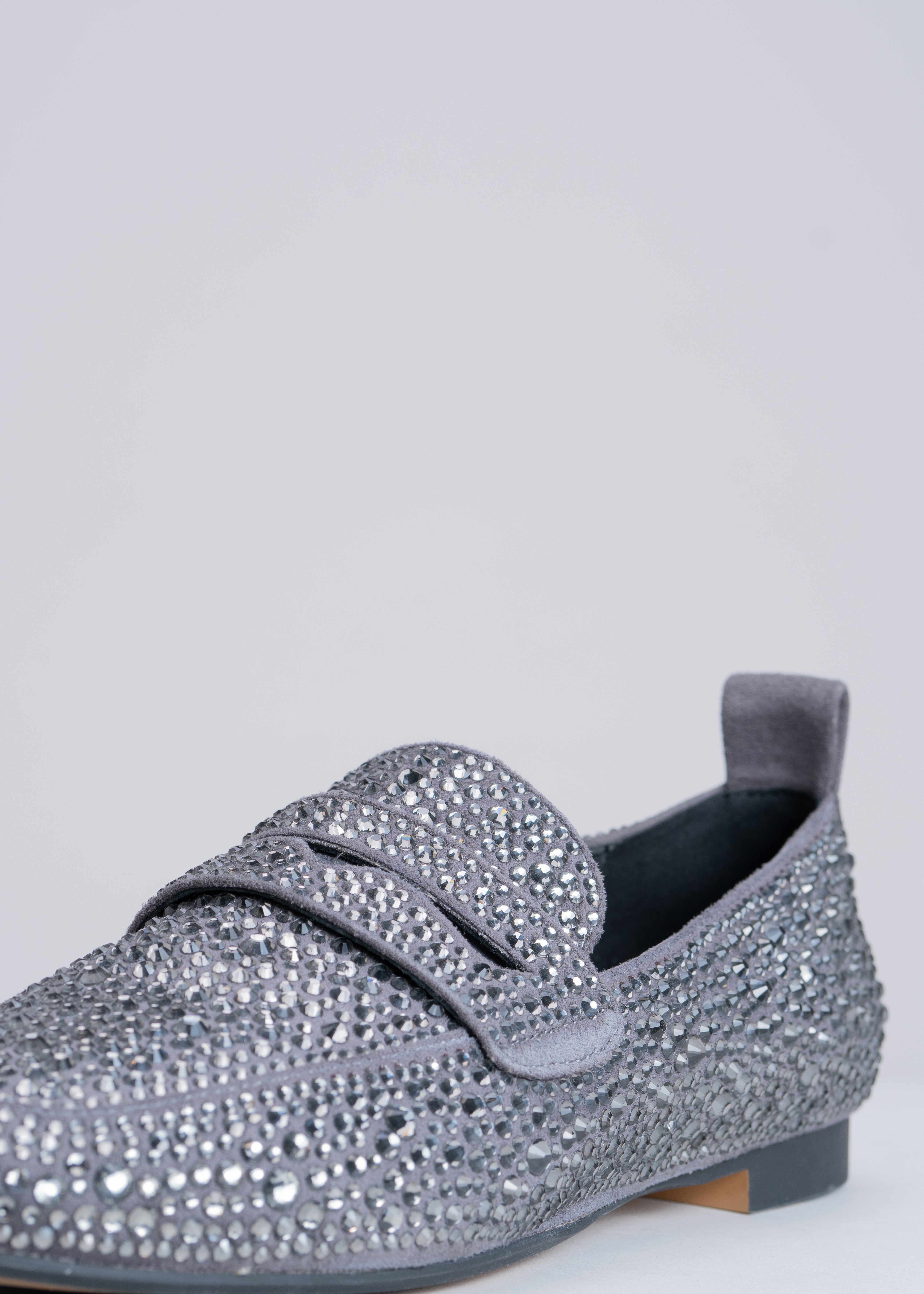 NEW CHRISTEL - GRAPHITE LOAFER WITH CRYSTALS