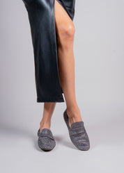 NEW CHRISTEL - GRAPHITE LOAFER WITH CRYSTALS