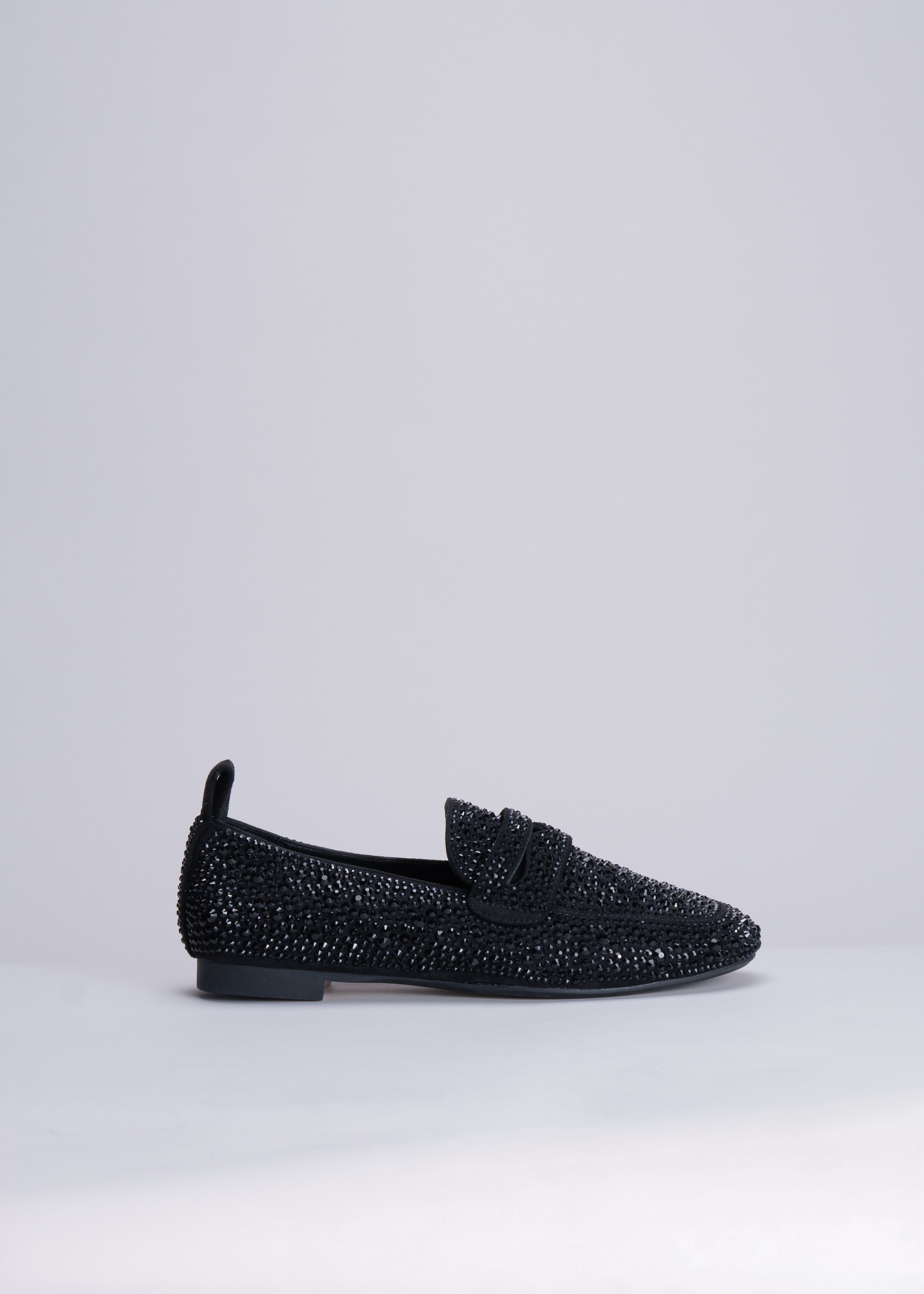 NEW CHRISTEL - BLACK LOAFER WITH CRYSTALS