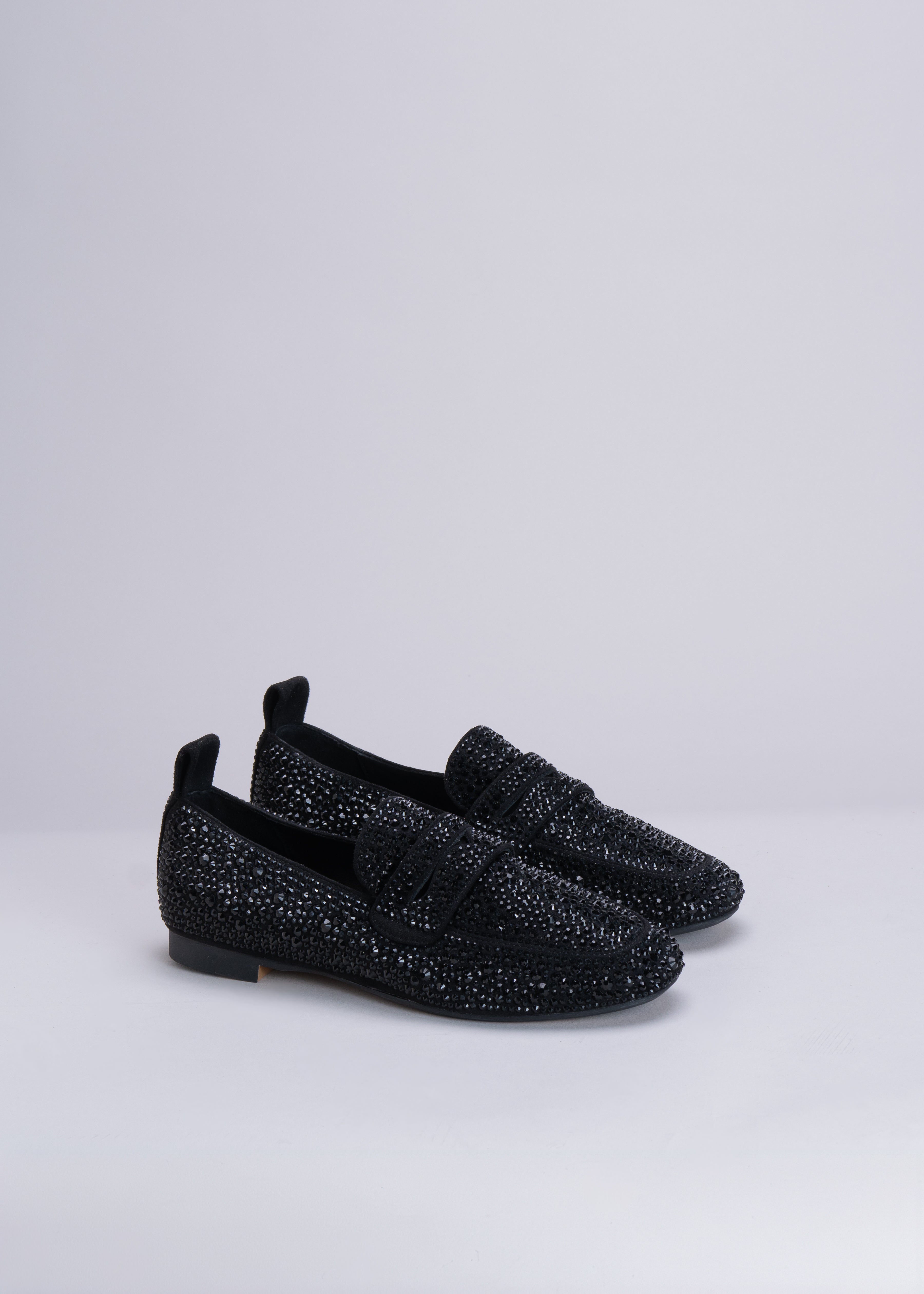 NEW CHRISTEL - BLACK LOAFER WITH CRYSTALS