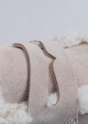 PATRISHA - TAUPE SUEDE LOAFER WITH SHEARLING