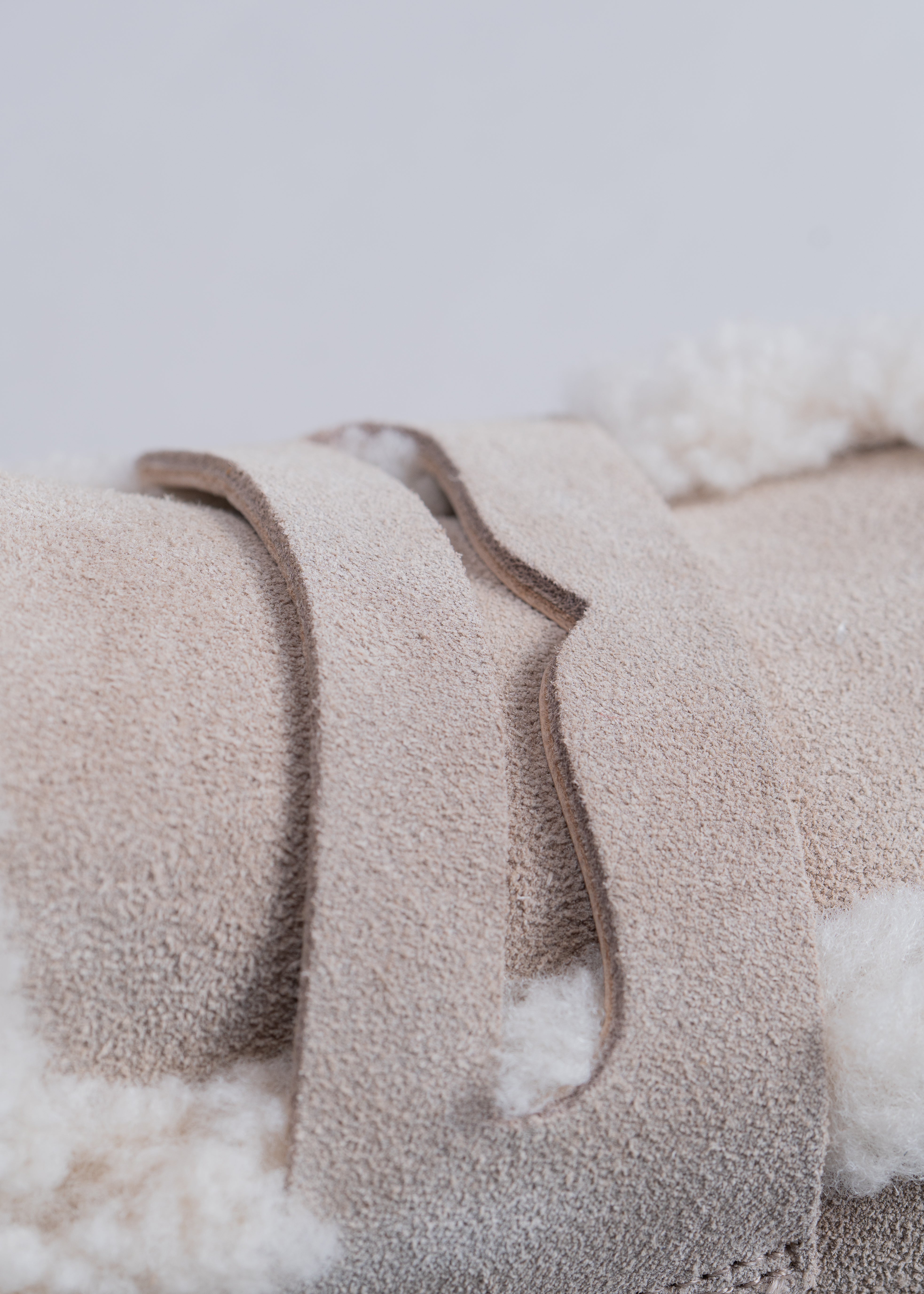PATRISHA - TAUPE SUEDE LOAFER WITH SHEARLING