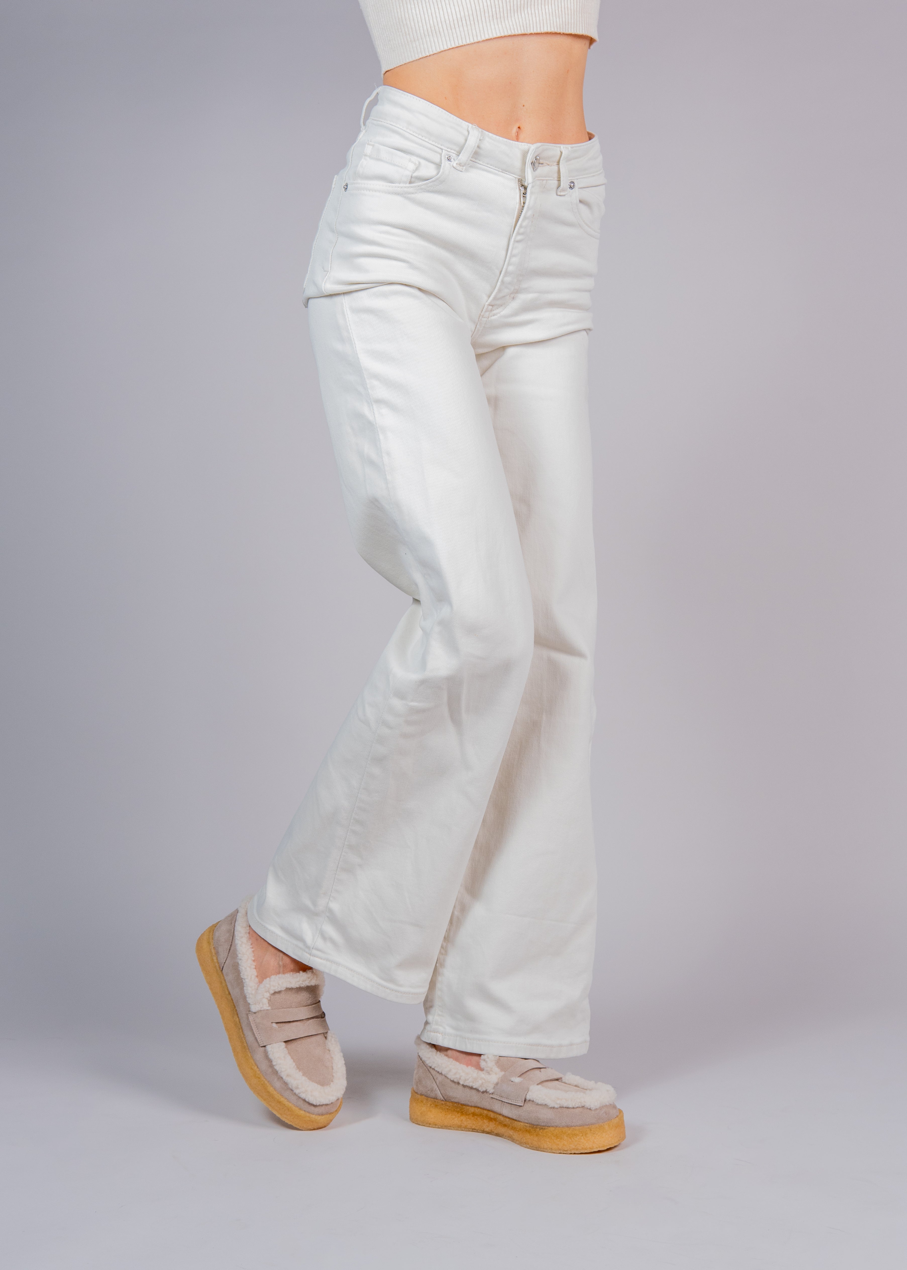 PATRISHA - TAUPE SUEDE LOAFER WITH SHEARLING