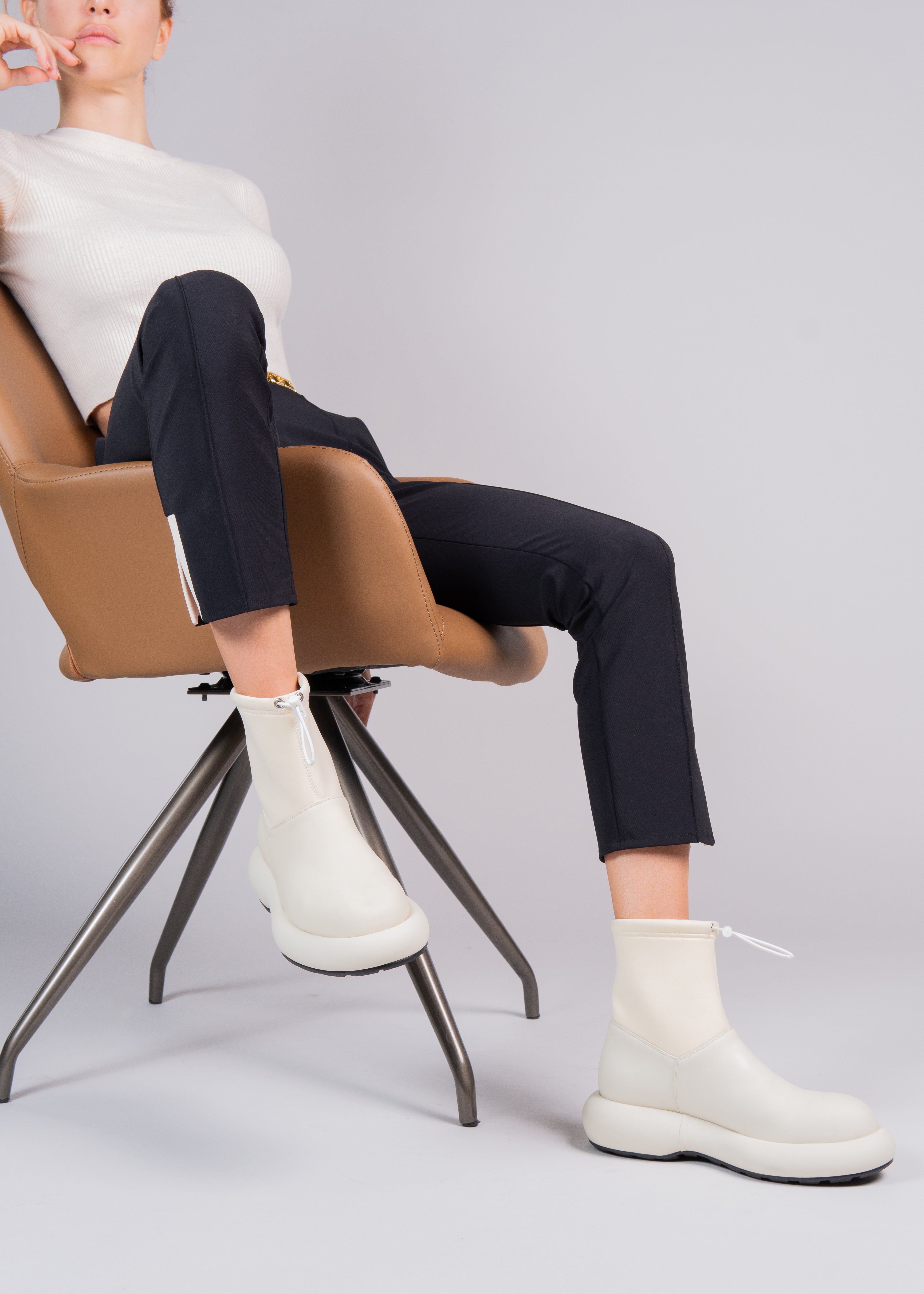 PHILIPPA - BUTTER RUBBERIZED NEOPRENE STRETCH ANKLE BOOT