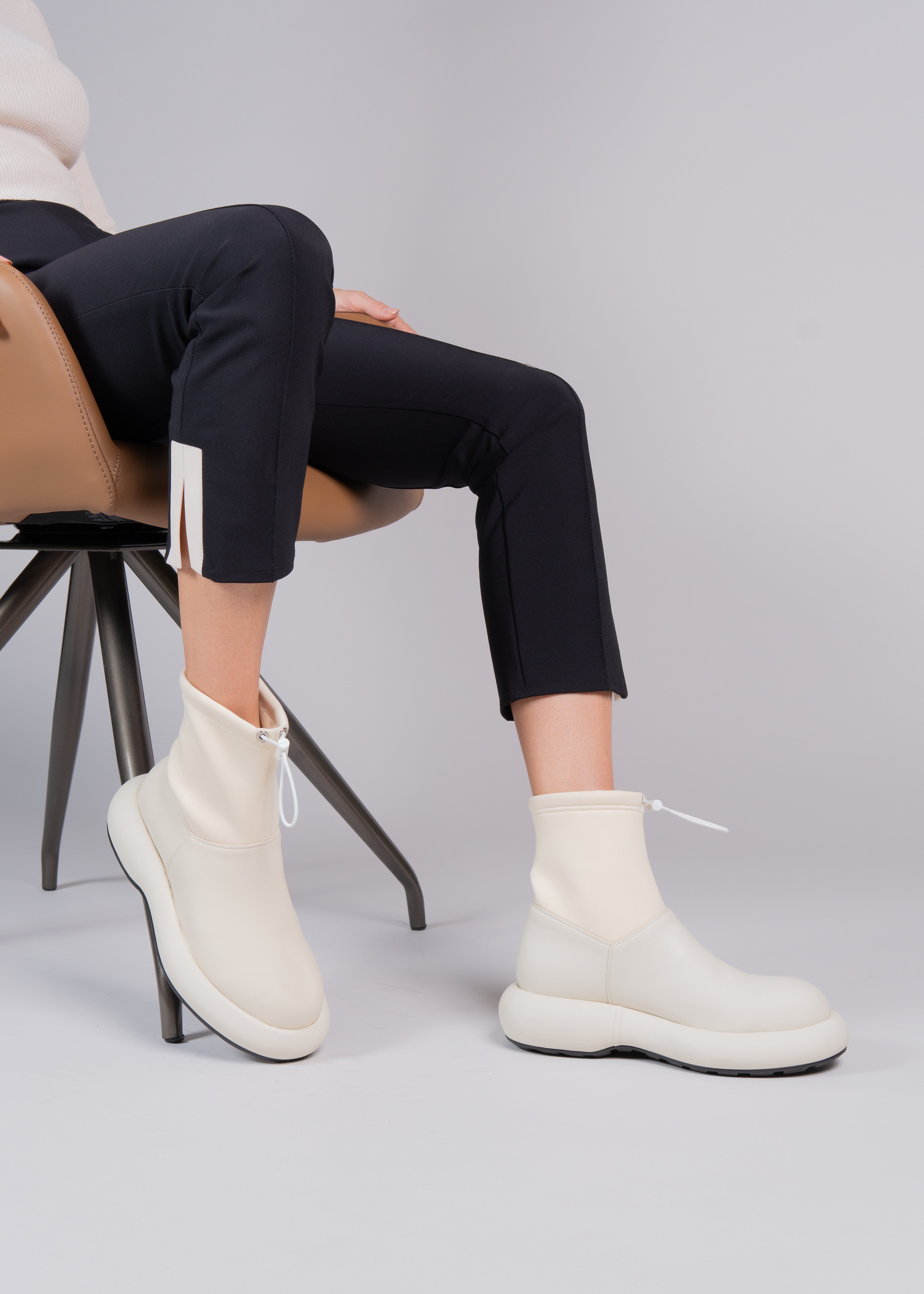 PHILIPPA - BUTTER RUBBERIZED NEOPRENE STRETCH ANKLE BOOT
