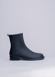 PHOEBE - BLACK RUBBERIZED NEOPRENE STRETCH ANKLE BOOT