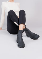 PHOEBE - BLACK RUBBERIZED NEOPRENE STRETCH ANKLE BOOT