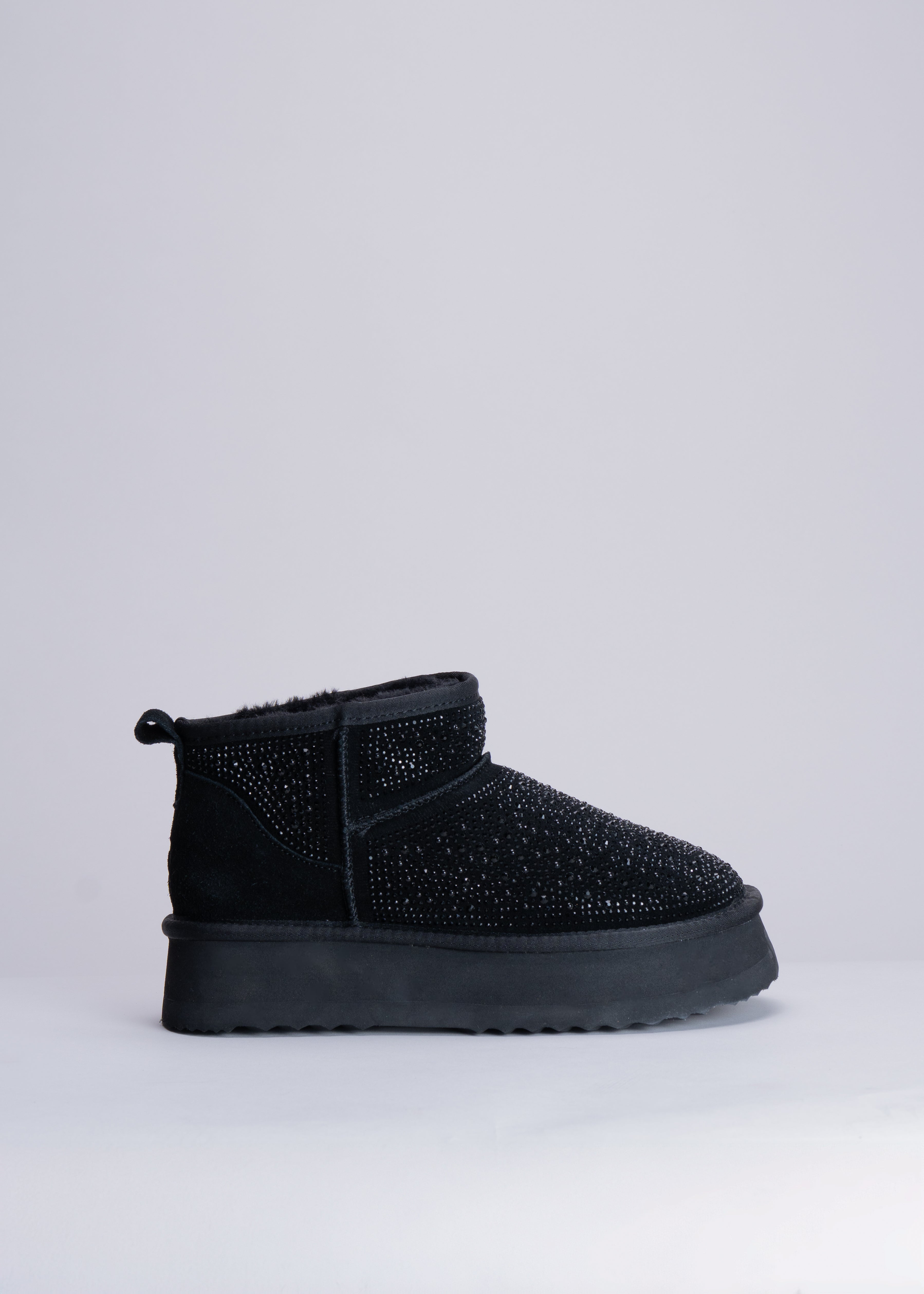 PAMILA - BLACK ANKLE BOOTS WITH CRYSTALS