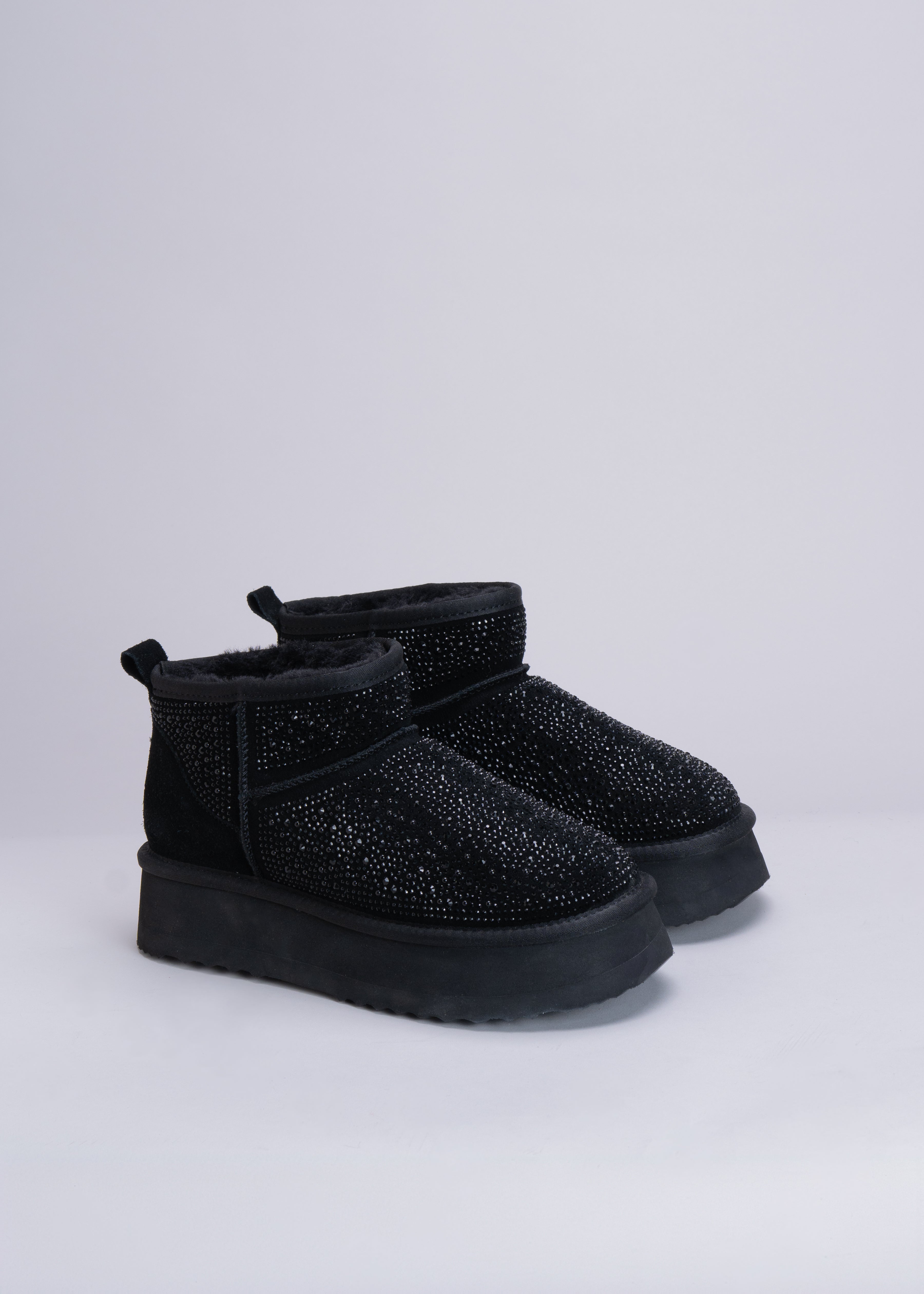 PAMILA - BLACK ANKLE BOOTS WITH CRYSTALS