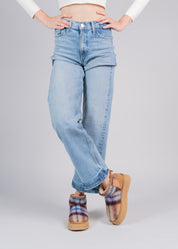 POLLY - BLUE CAMEL TARTAN WOOL AND SHEARLING ANKLE BOOT