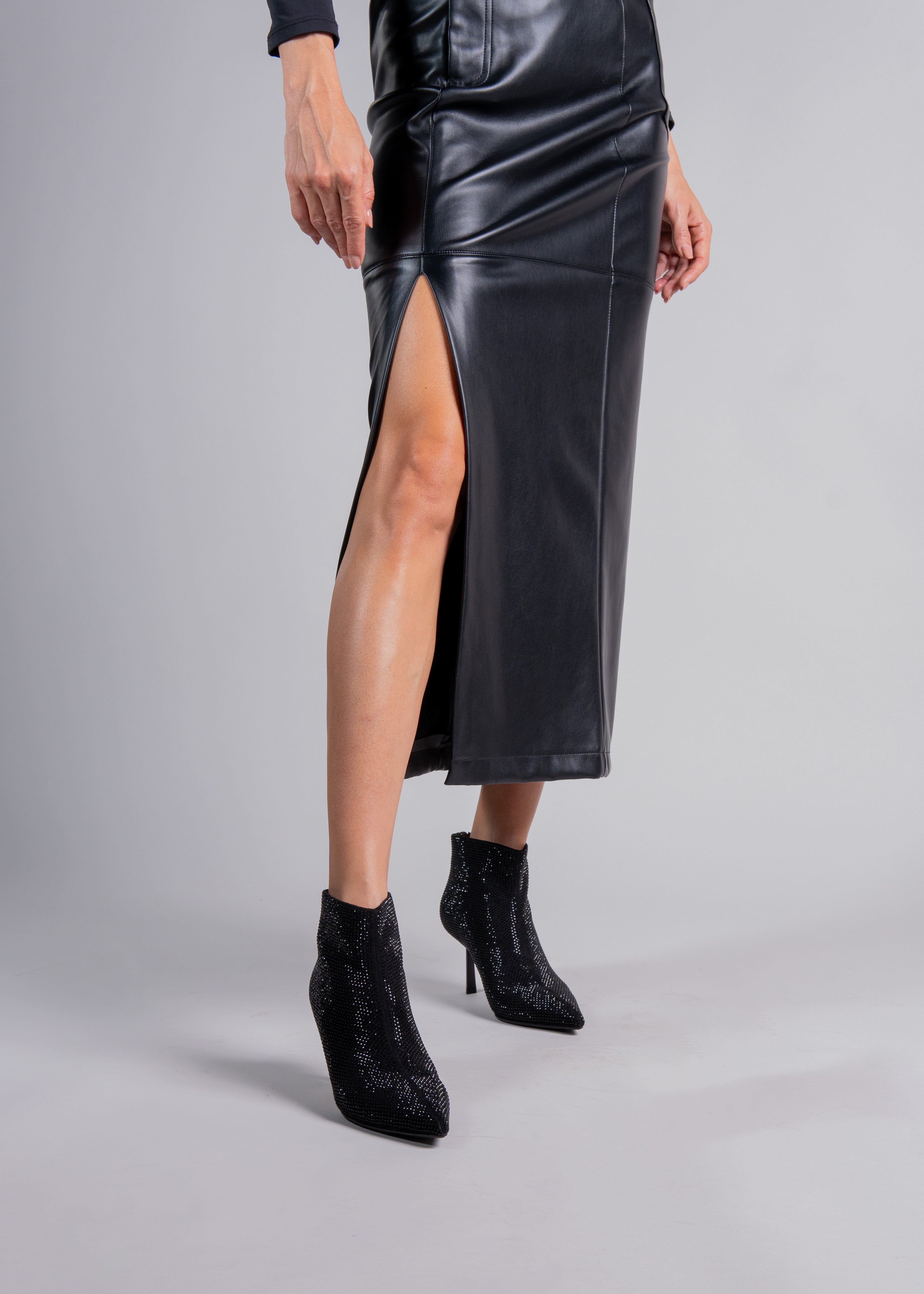PAOLA - BLACK ANKLE BOOT WITH CRYSTALS