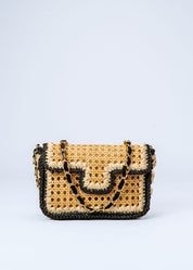 RAISSA - BUTTER AND BLACK RAFFIA BAG