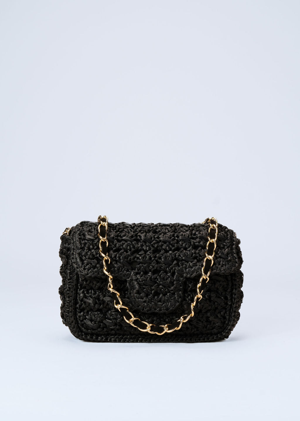 ROMIA - BLACK RAFFIA BAG