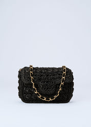 ROMIA - BLACK RAFFIA BAG
