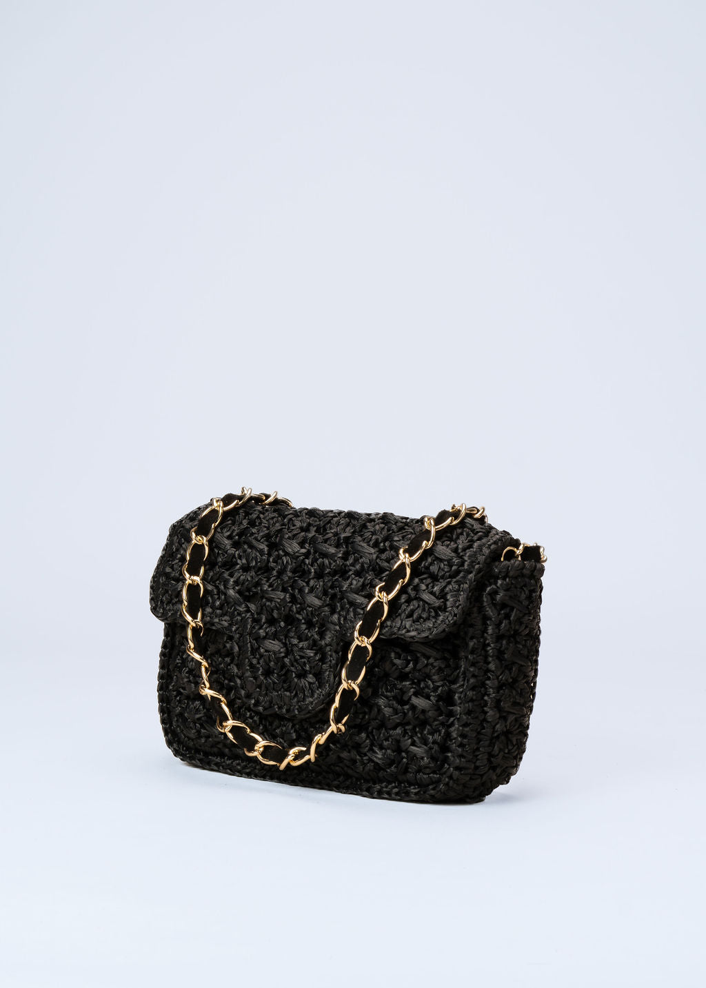 ROMIA - BLACK RAFFIA BAG