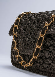 ROMIA - BLACK RAFFIA BAG