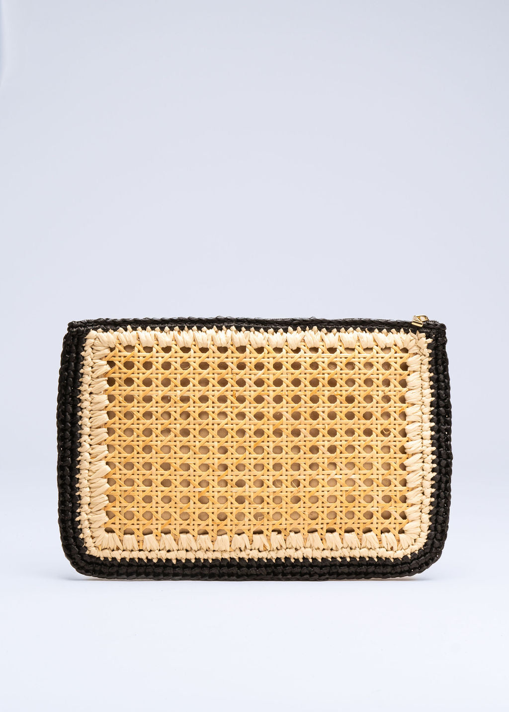 RABAB - BUTTER AND BLACK RAFFIA CLUTCH