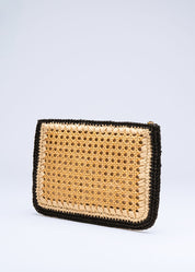 RABAB - BUTTER AND BLACK RAFFIA CLUTCH