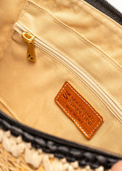 RABAB - BUTTER AND BLACK RAFFIA CLUTCH