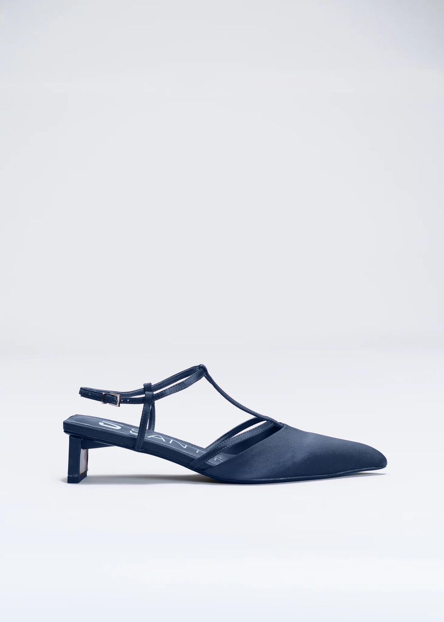 PETRA - NAVY BLUE SILK SATIN PUMP