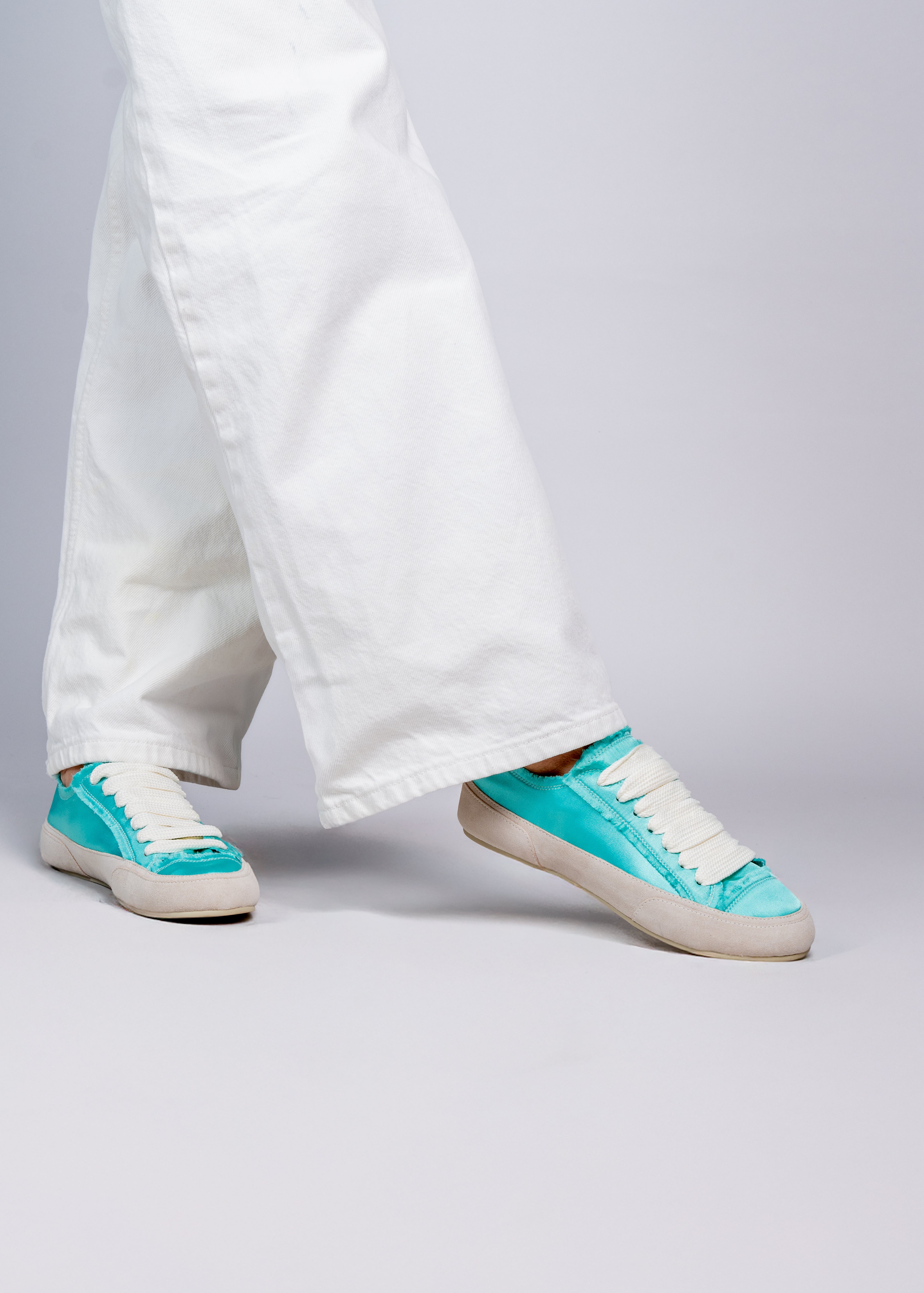 NAXOS - AQUAMARINE SATIN SNEAKERS
