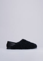 PENELOPE - BLACK SHERLING AND NAPPA LEATHER SLIPPER