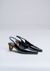 PATTY - BLACK PATENT CHANEL WITH SCULPTURAL HEEL