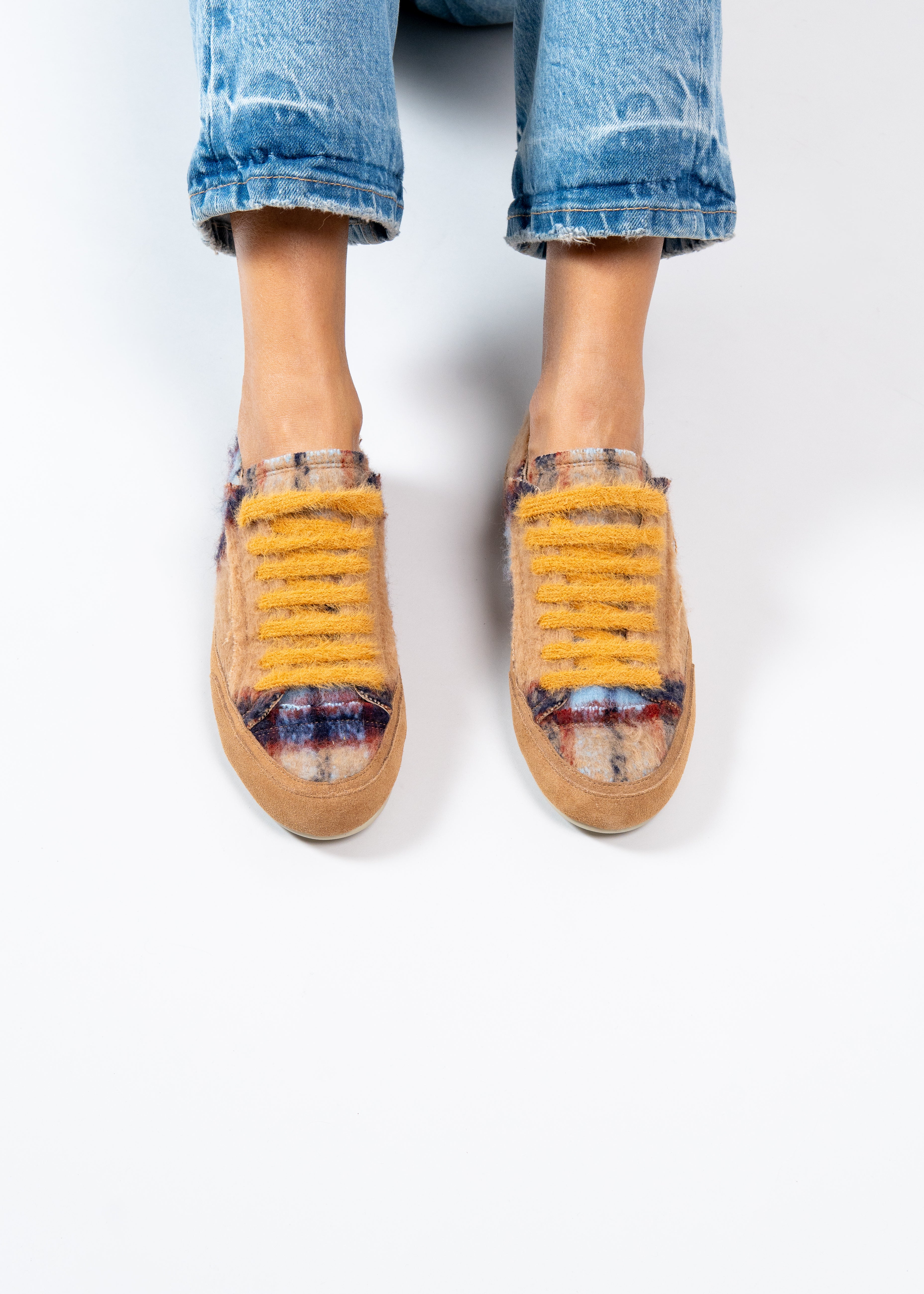 NAXSOS - BLUE CAMEL TARTAN WOOL SNEAKER