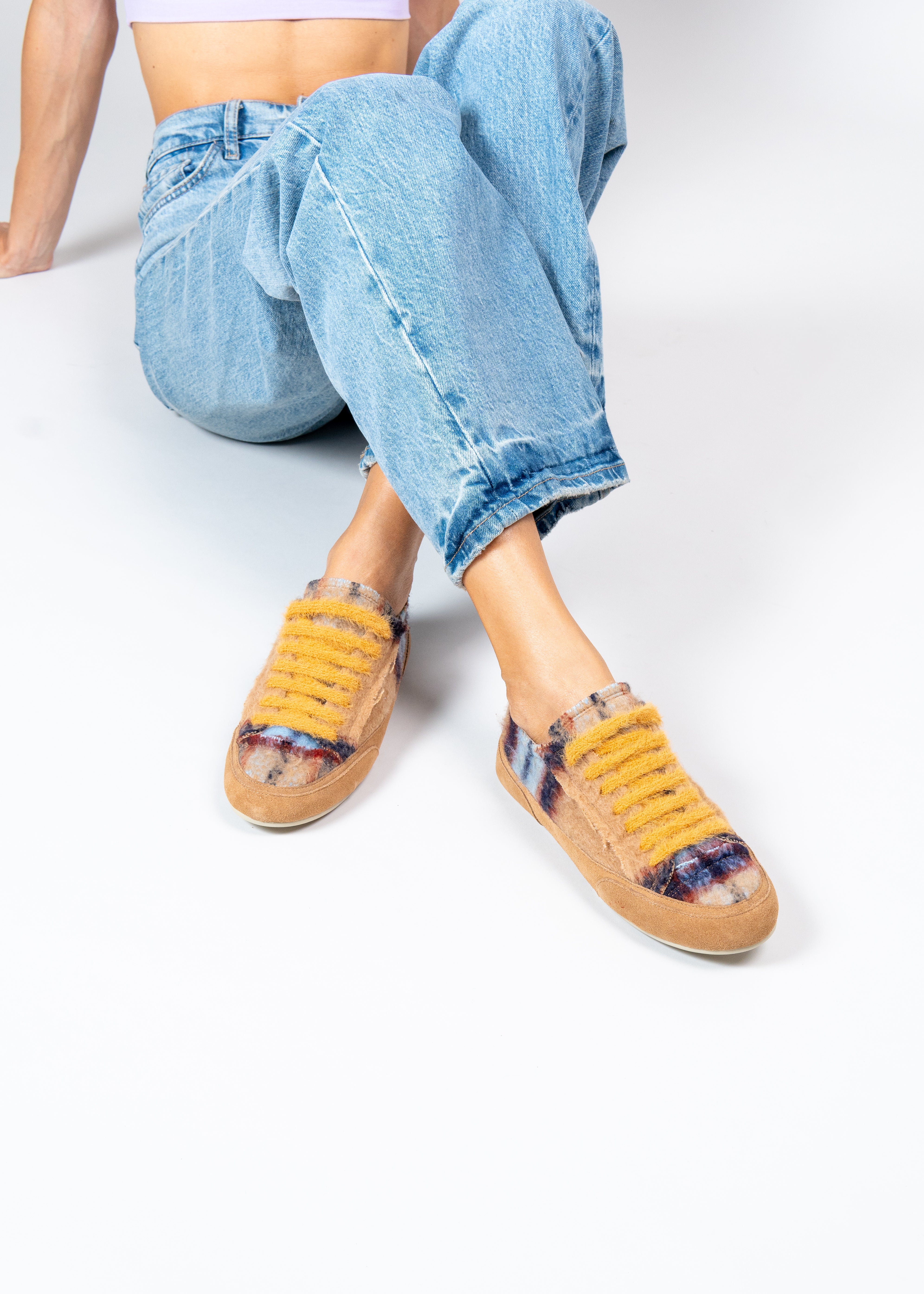 NAXSOS - BLUE CAMEL TARTAN WOOL SNEAKER