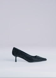 PILAR - BLACK PUMP WITH CRYSTALS