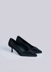 PILAR - BLACK PUMP WITH CRYSTALS