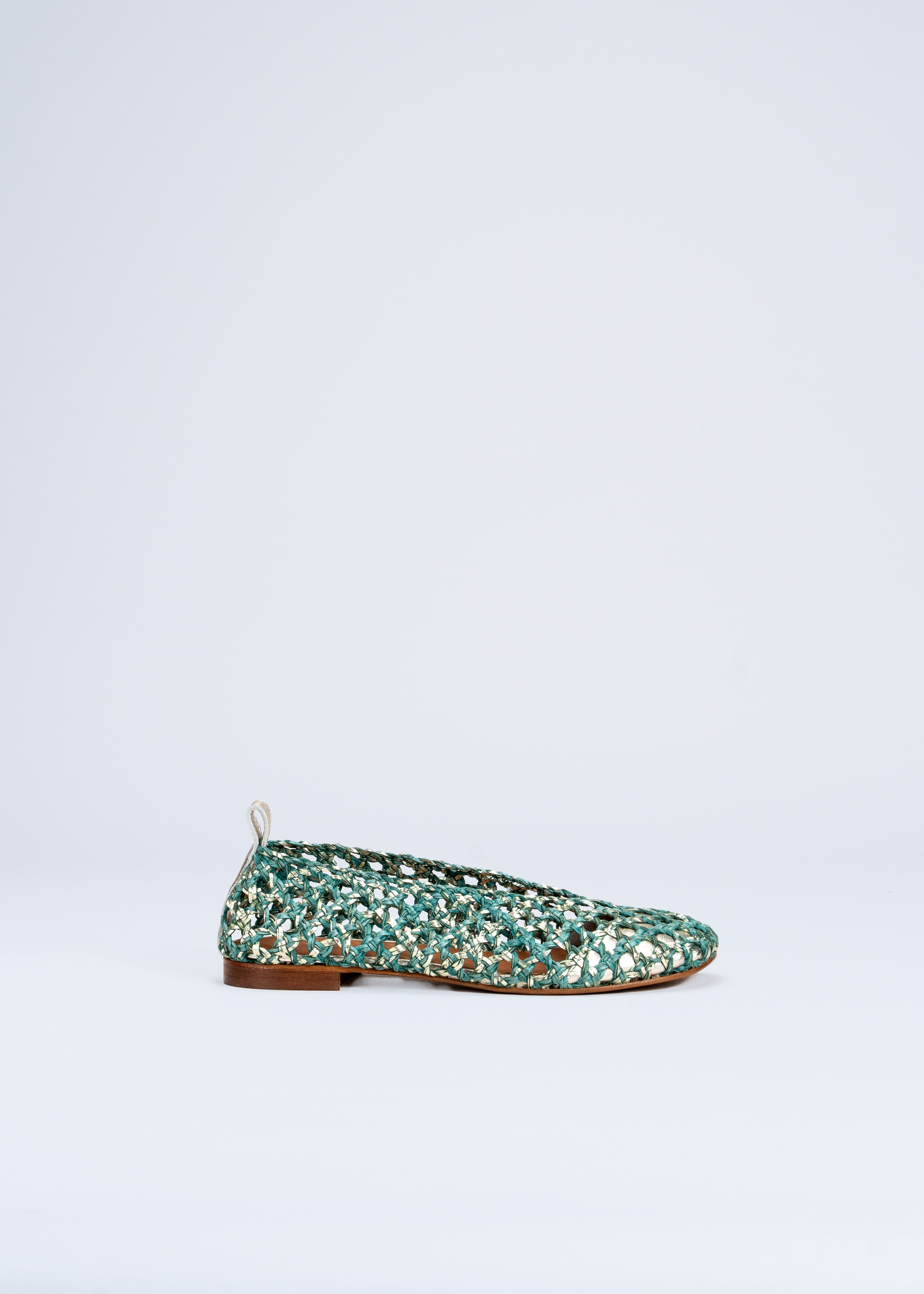 RAQUEL - GREEN AND PLATINUM BALLET FLAT