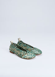RAQUEL - GREEN AND PLATINUM BALLET FLAT