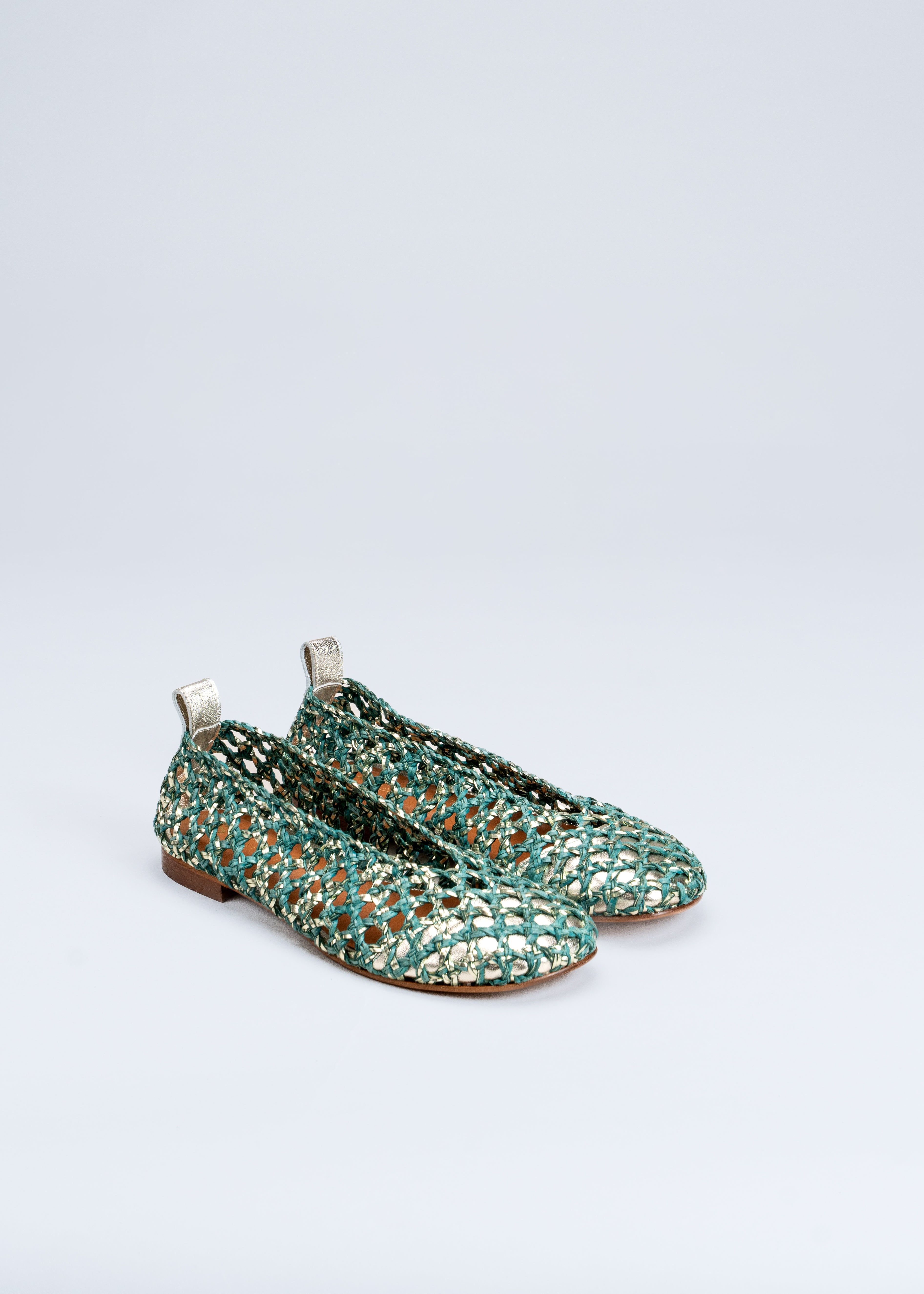 RAQUEL - GREEN AND PLATINUM BALLET FLAT